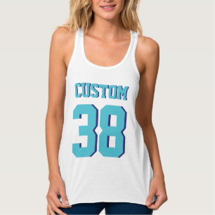 Volwassenen: wit en Turquoise   Sport Football Jer Tanktop