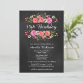 Volwassenendag Uitnodiging, florale krijtbordstijl Kaart (Staand voorkant)