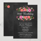 Volwassenendag Uitnodiging, florale krijtbordstijl Kaart (Voorkant / Achterkant)