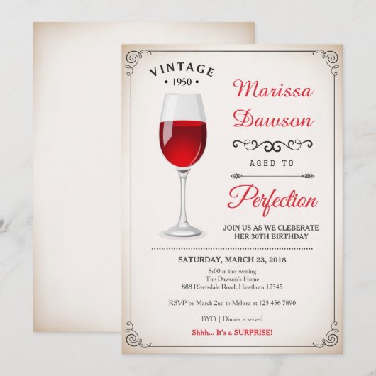 Volwassenendag - Uitnodiging tot wijnstokken (Voorkant / Achterkant)