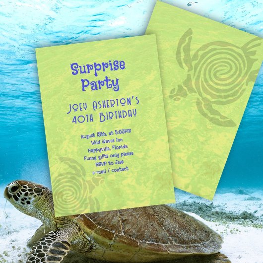 Volwassenende verjaardag Zee Turtle Invitation Kaart