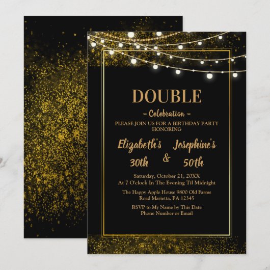 Volwassenenpartij | Zwarte Glitter Kaart (Voorkant / Achterkant)