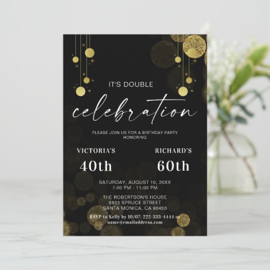 Volwassenenpartij | Zwarte Glitter Kaart (Staand voorkant)