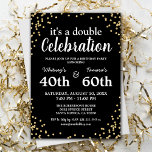 Volwassenenpartij | Zwarte Glitter Kaart<br><div class="desc">Ben je op zoek naar de perfecte gezamenlijke verjaardagsuitnodiging voor een volwassen feest? Je hoeft niet verder te kijken! Met een elegante zwarte achtergrond die gemakkelijk aanpasbaar is, een gouden confetti glitter, en een heerlijke sjabloon voor de viering van een dubbele viering, is deze uitnodiging voor de gezamenlijke verjaardag van...</div>