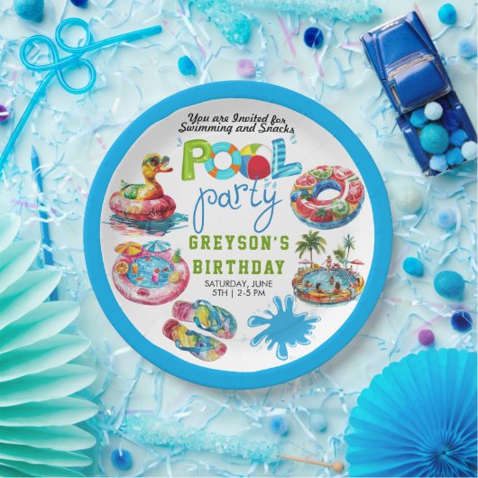 Volwassenenpool zomerdag papieren bordje (Feest)