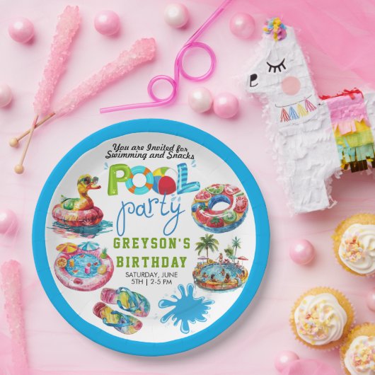 Volwassenenpool zomerdag papieren bordje (Feest)