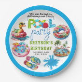 Volwassenenpool zomerdag papieren bordje (Voorkant)