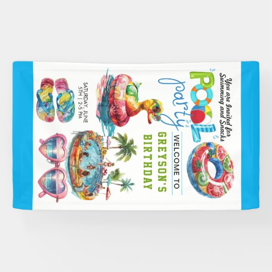 Volwassenenpool zomerdag spandoek (Horizontaal)