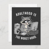 Volwassenheid is de slechtere Hood Funny Raccoon L Aankondigingskaart (Voorkant / Achterkant)