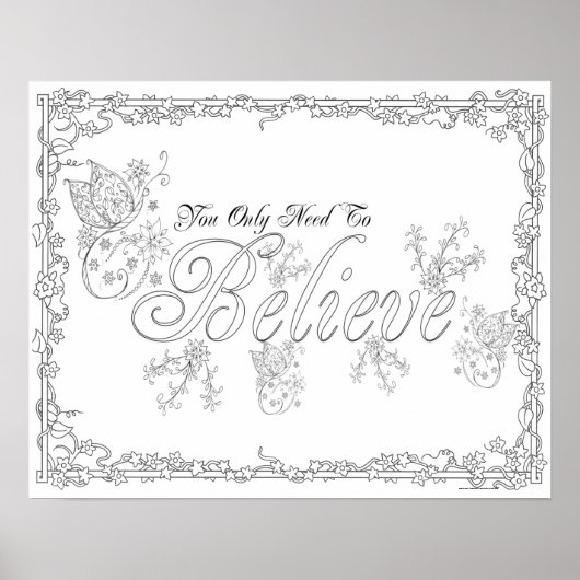 Volwassenkleurend Poster "Je moet kunst geloven" (Voorkant)