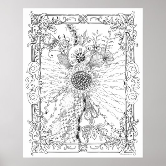 Volwassenkleurend Poster "Love of Sunflower Art" (Voorkant)