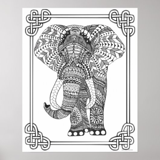 Volwassenkleurend Poster "Proud Elephant Art" (Voorkant)