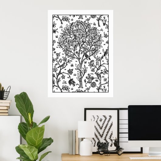 Volwassenkleurend Poster William Morris Tree of Li (Thuiskantoor)