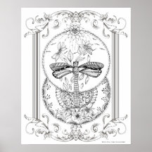 Volwassenkleurig Poster "I Love Dragonflies Art"