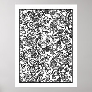 Volwassenkleurig Poster Jacobean Floral Damask