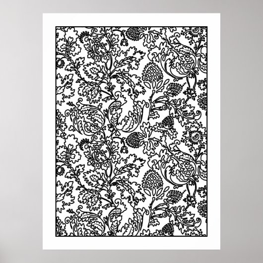 Volwassenkleurig Poster Jacobean Floral Damask (Voorkant)