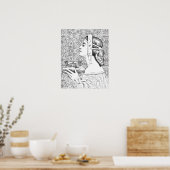 Volwassenkleurige Grayscale Mandala vrouwen Poster (Keuken)