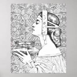 Volwassenkleurige Grayscale Mandala  vrouwen Poster