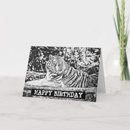 Volwassenkleurige Tiger Happy Birthday-kaart Kaart