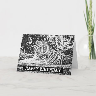 Volwassenkleurige Tiger Happy Birthday-kaart Kaart