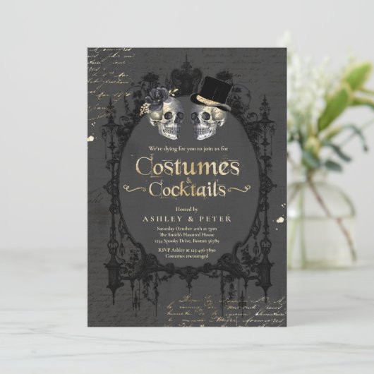 Volwassenpartij  Gothische schedel Invitat Kaart (Staand voorkant)