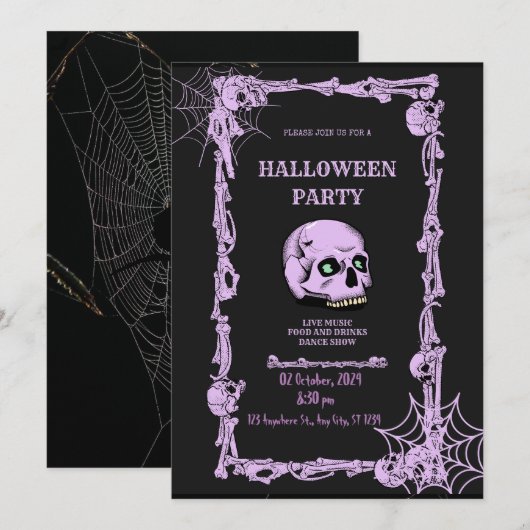 Volwassenpartij Gothische schedel Invitat Save The Date (Voorkant / Achterkant)