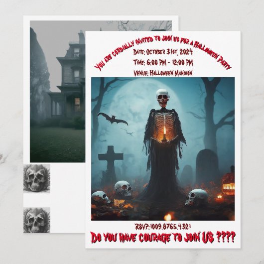 Volwassenpartij Halloween Kaart (Voorkant / Achterkant)