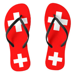 Volwassenslimvallen met vlag van Zwitserland Teenslippers