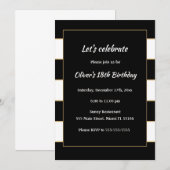 Volwassenverjaardag Uitnodiging Black White Stripe (Voorkant / Achterkant)