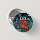 Vom Künstler handillustrierte Eule – Boho Natur Ronde Button 3,2 Cm (Voorkant /achterkant)