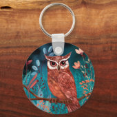 Vom Künstler handillustrierte Eule – Boho Natur Sleutelhanger (Voorkant)