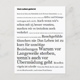 Vom Leben gelernt Motivations Briefkaart