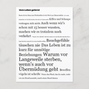 Vom Leben gelernt Motivations Briefkaart