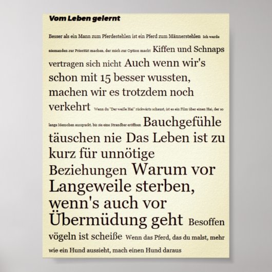 Vom Leben gelernt Motivations Poster (Voorkant)