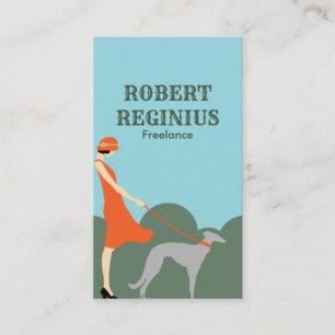 Voman Dog  Art Deco Visitekaartje