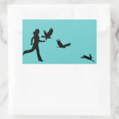 Voman Flying Harris Hawks Rechthoekige Sticker (Tas)