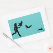 Voman Flying Harris Hawks Rechthoekige Sticker (Envelop)