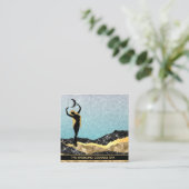 *~* Voman Goddess Ombre Blue Pastel Glitter Moon Vierkante Visitekaartje (Staand voorkant)