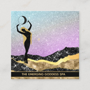 *~* Voman Goddess Ombre Moon AQUA Glitter Vierkante Visitekaartje