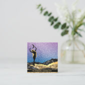 *~* Voman Goddess Ombre Moon Denim Blue Glitter Vierkante Visitekaartje (Staand voorkant)