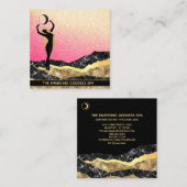 *~* Voman Goddess Pink Yellow Pastel Glitter Moon Vierkante Visitekaartje (Voorkant / Achterkant)