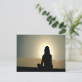 Voman Sitting Sunset Silhouette Briefkaart (Staand voorkant)