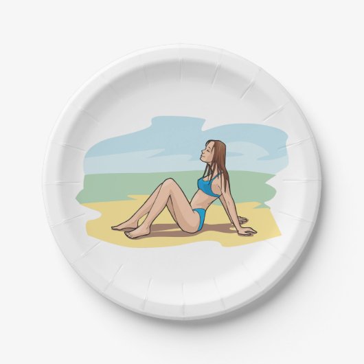 Voman Sunbading Papieren Bordje (Voorkant)