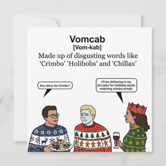 Vomcab Definition Card: Christmas Cringe Slang Feestdagenkaart (Voorkant)