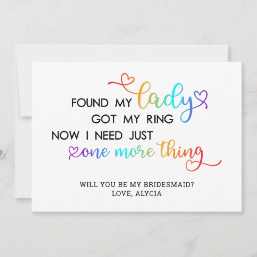 Vond mijn dame LGBT-huwelijk word mijn bruidsmeisj Kaart (Voorkant)