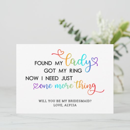 Vond mijn dame LGBT-huwelijk word mijn bruidsmeisj Kaart (Staand voorkant)