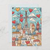 Vond mijn liefde in Parijs Frankrijk Valentijnsdag Briefkaart (Voorkant / Achterkant)