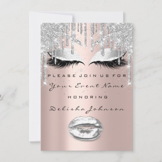 Vonk 16e schijven Glitter Bridal Makeup Lips Kaart (Voorkant)