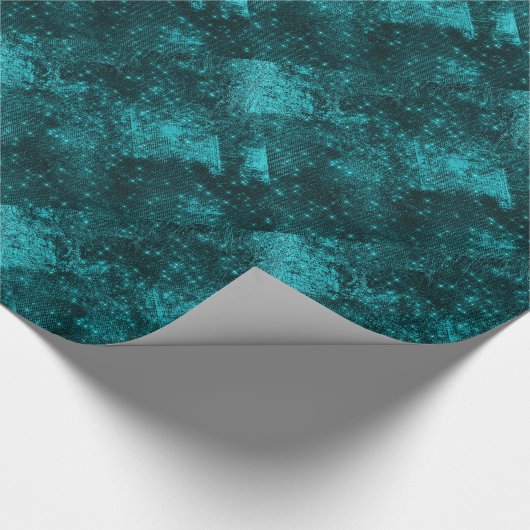 Vonk Blauwgroen Abstract Woodland Night Stars Brid Cadeaupapier (Hoek)
