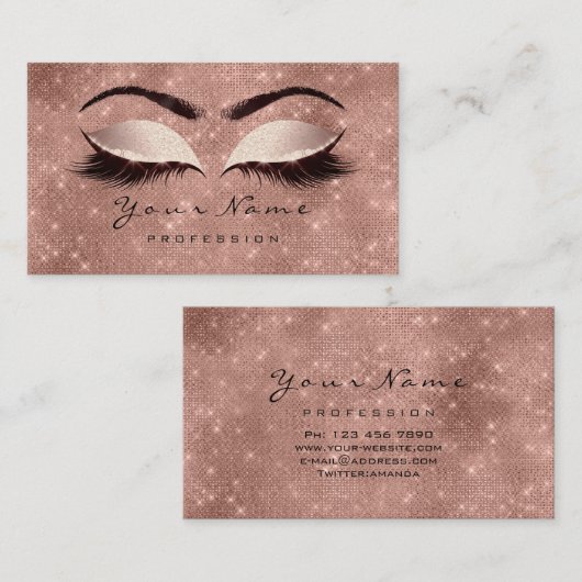 Vonk Blush Glitter Makeup Artist Lashes Extension Visitekaartje (Voorkant / Achterkant)